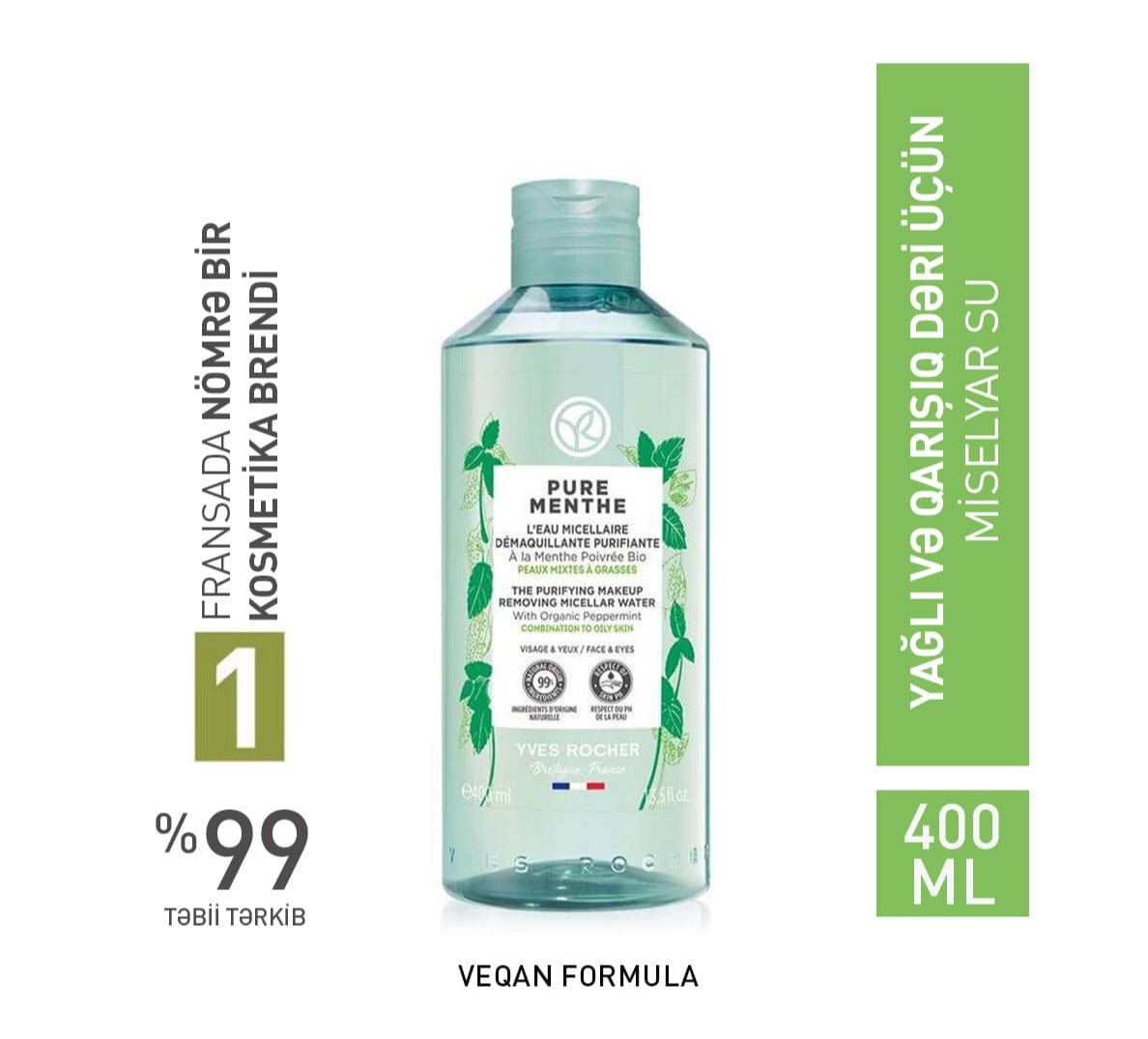 The Purifying Makeup Removing Micellar Water Pure Menthe, 400 ml