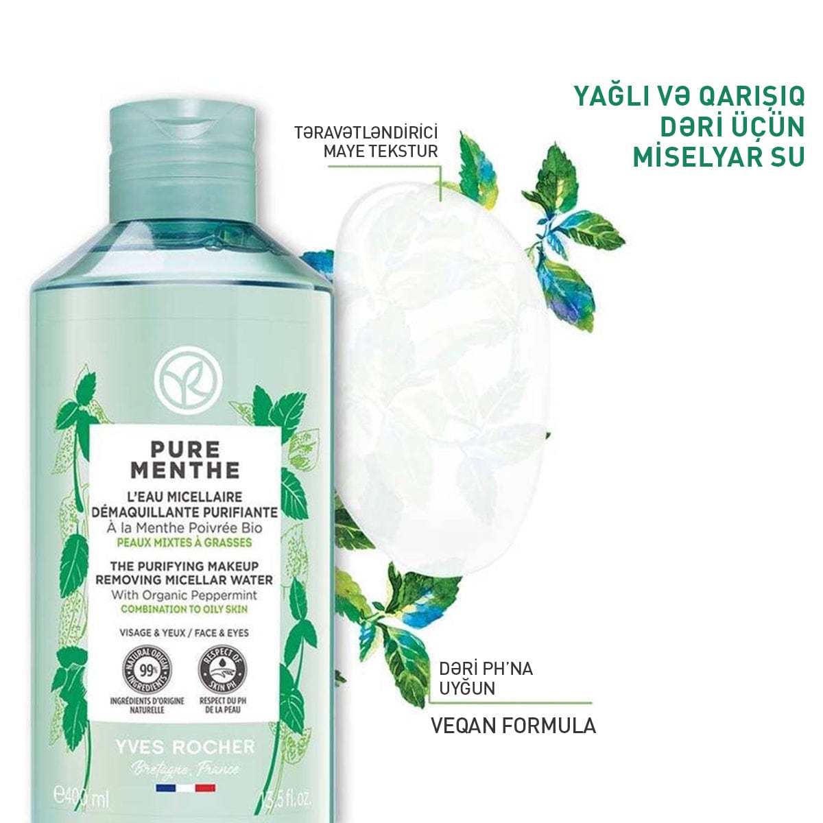 The Purifying Makeup Removing Micellar Water Pure Menthe, 400 ml