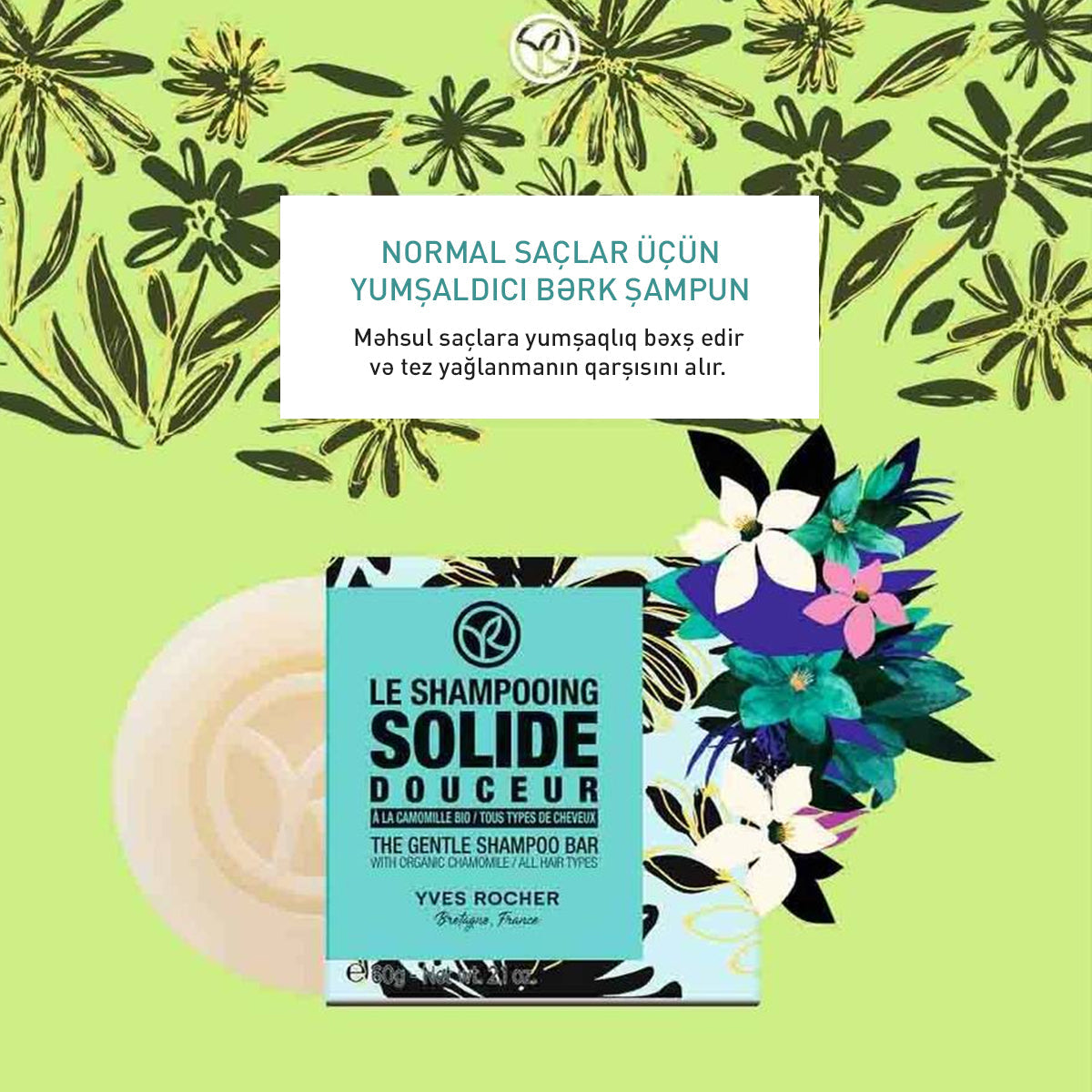 Bütün saçlar üçün bərk şampun, 60 qr