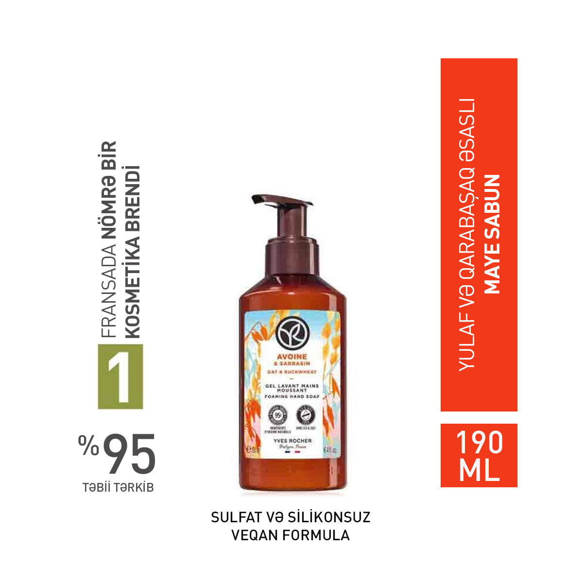 Yulaf və qarabaşaq əsaslı maye əl sabunu, 190 ml