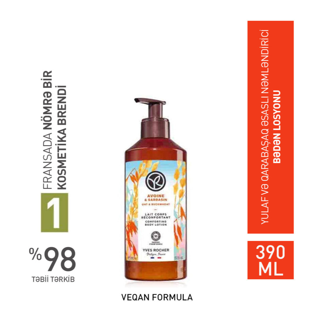 Bədən üçün yulaf və qarabaşaq əsaslı losyon, 390 ml