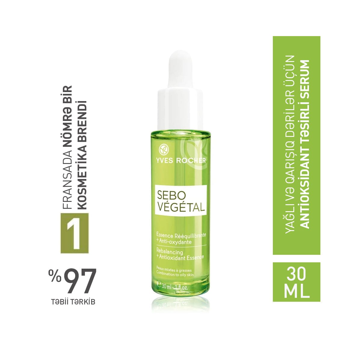 Yağlı dəri üçün antioksidant təsirli bərpaedici essensiya, 30 ml