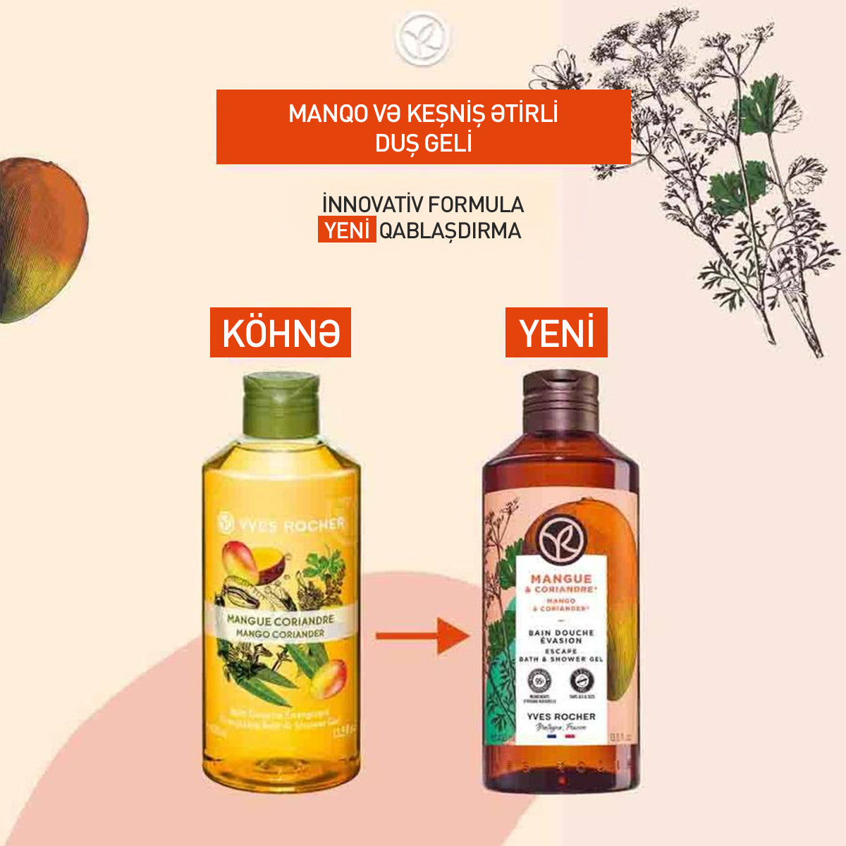 Mango & Coriander Bath and Shower Gel, 400 ml