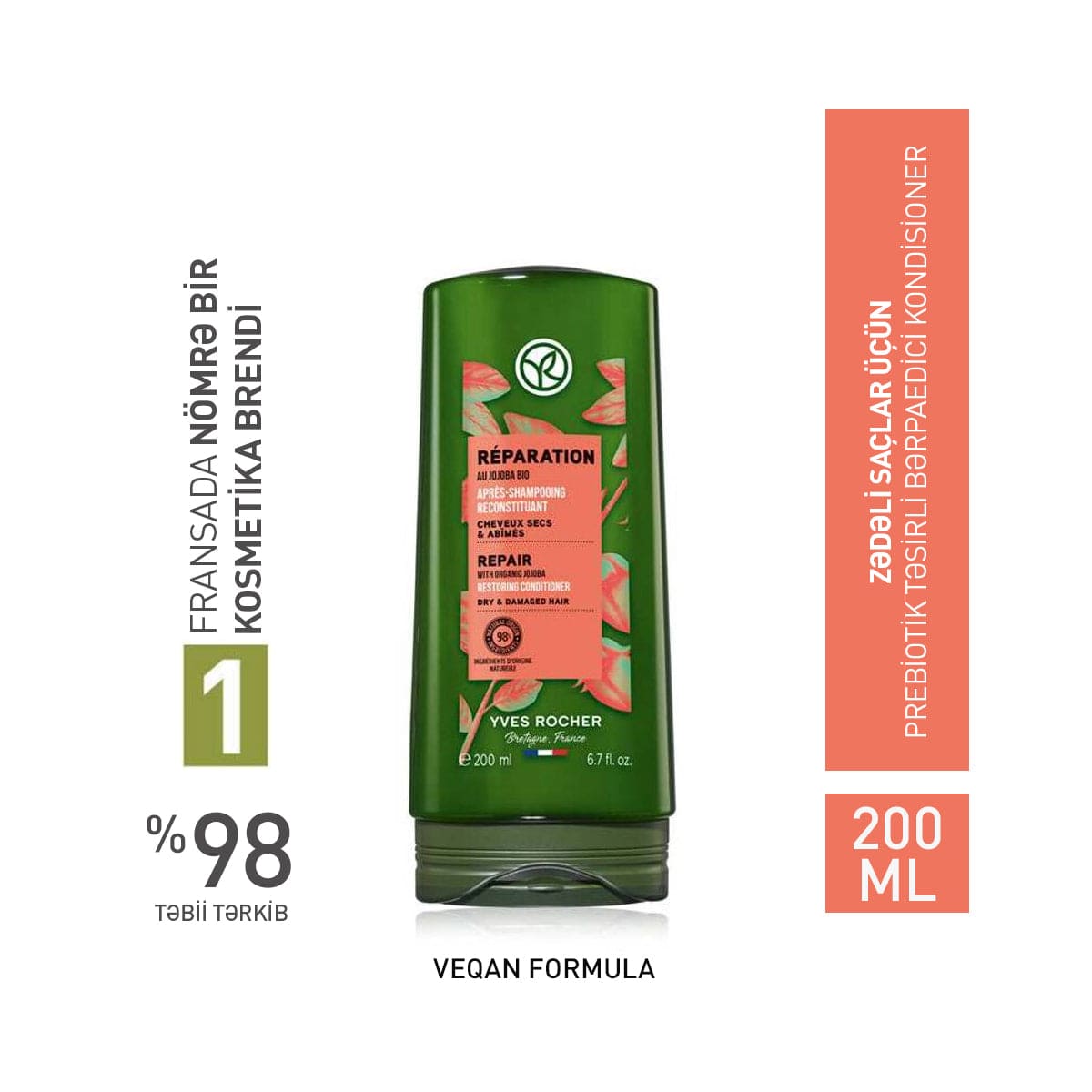 Quru və zədəli saçlar üçün bərpaedici kondisioner, 200 ml