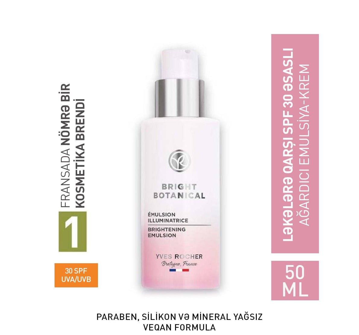 Dəri rənginin açılması üçün SPF 30 əsaslı emulsiya, 50 ml