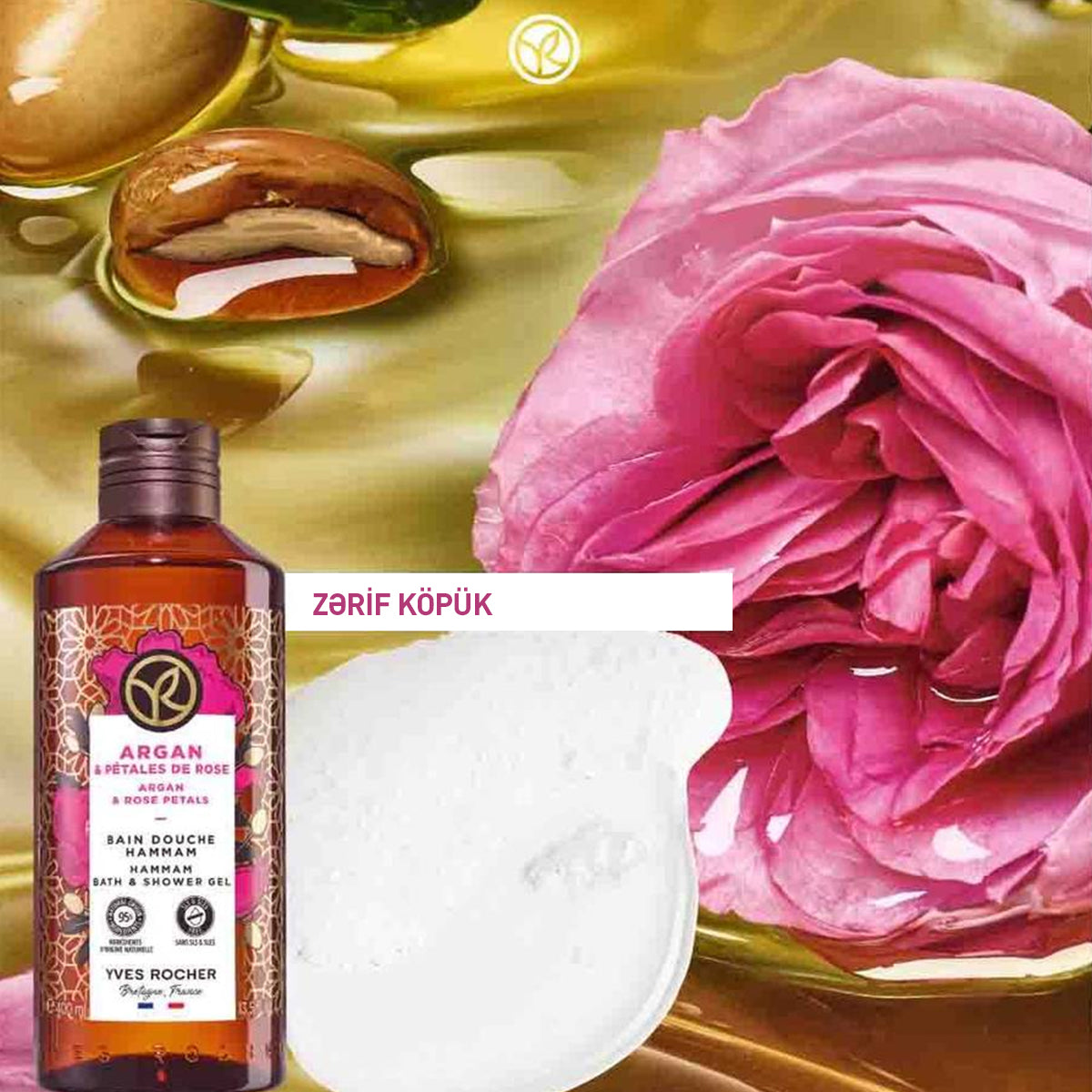 Argan & Rose Petals Bath and Shower Gel, 400 ml