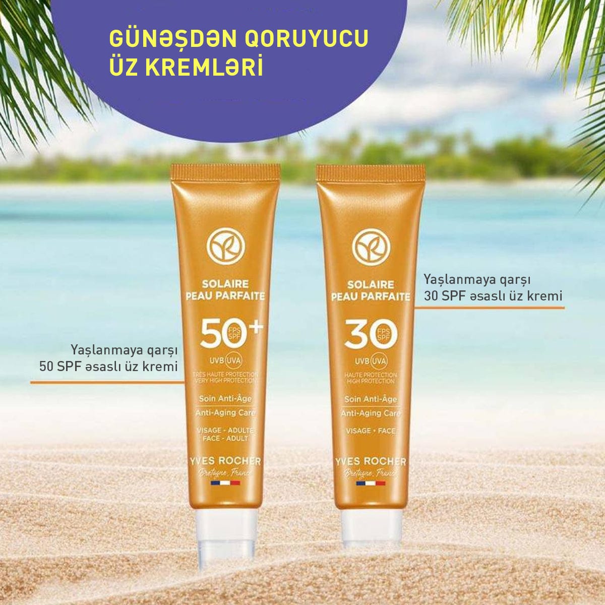 Üz üçün günəşdən qoruyucu və yaşlanmaya qarşı SPF 50+ krem, 40 ml