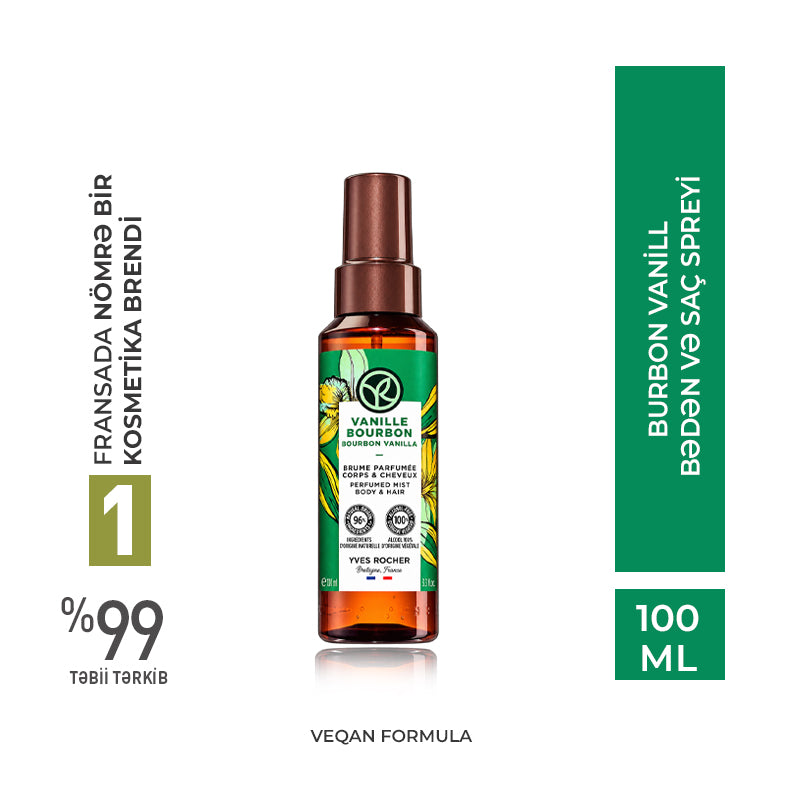 Burbon vanilli bədən və saç spreyi, 100 ml-lik flakon