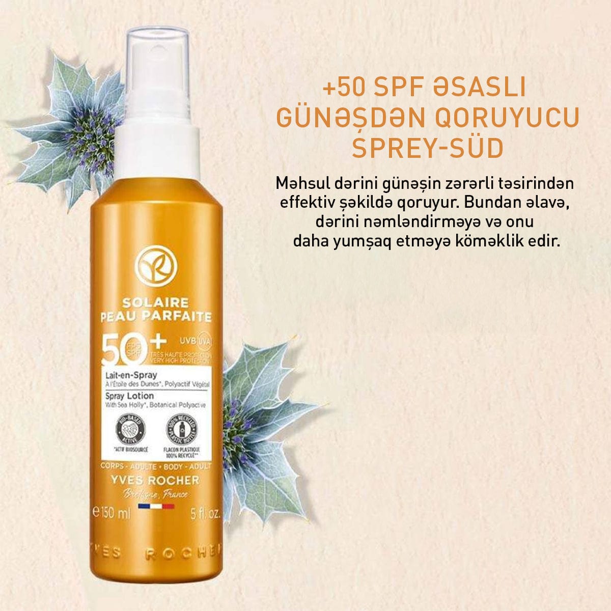 Günəşdən qoruyucu süd-sprey, SPF 50