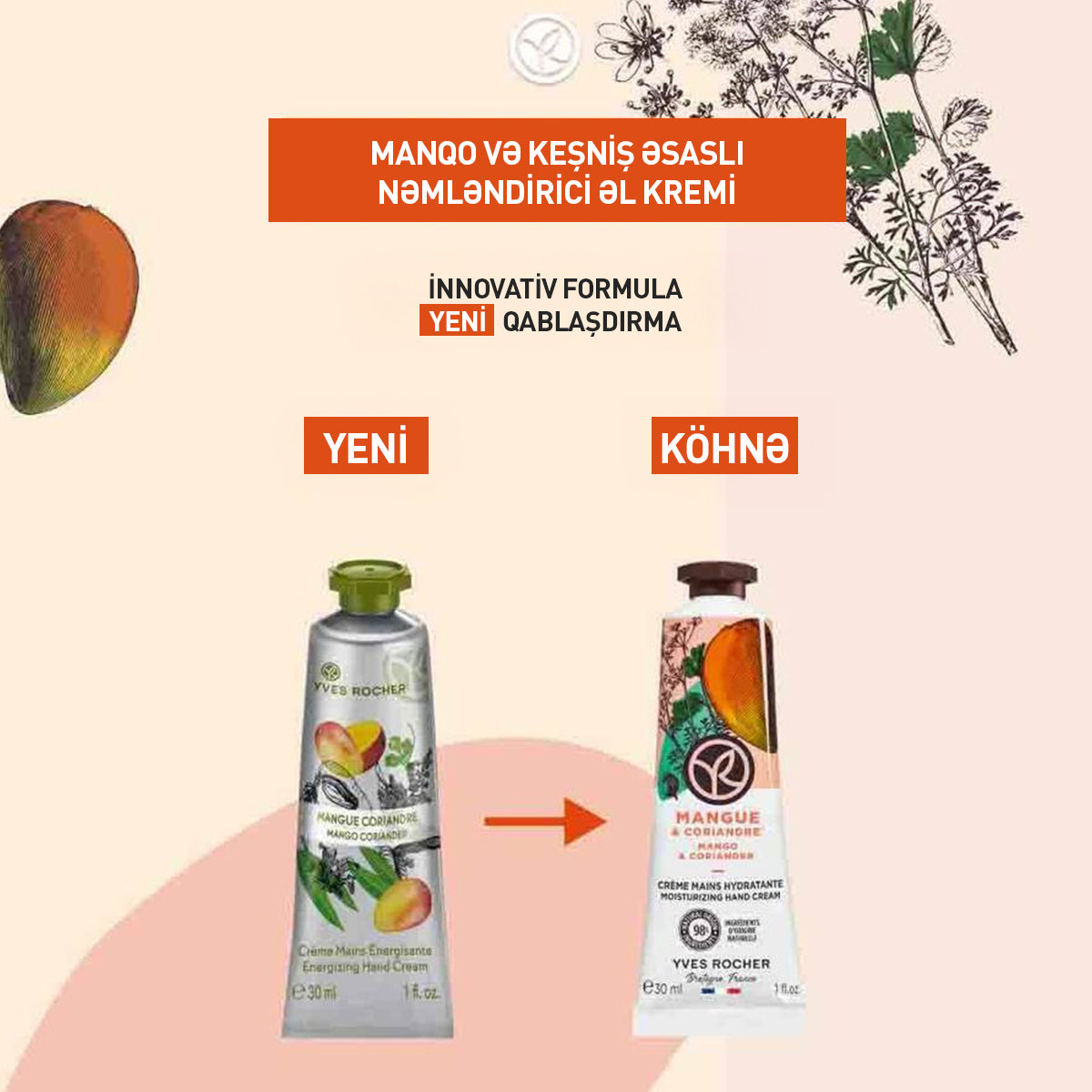 Manqo və keşniş ətiri əl kremi, 30 ml