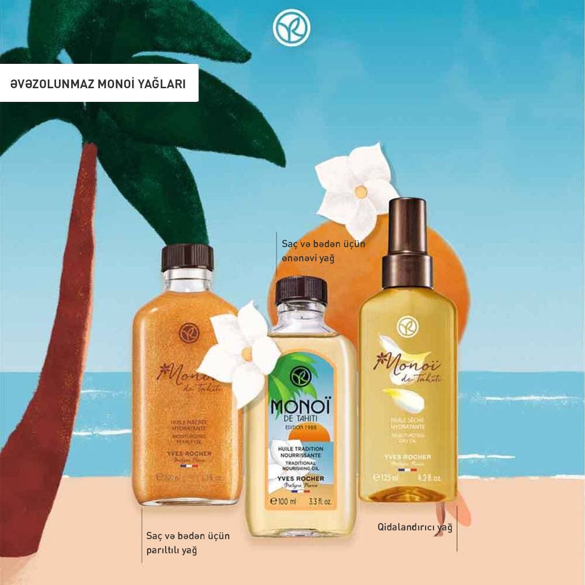 Bədən üçün quru Monoi yağı, 125 ml