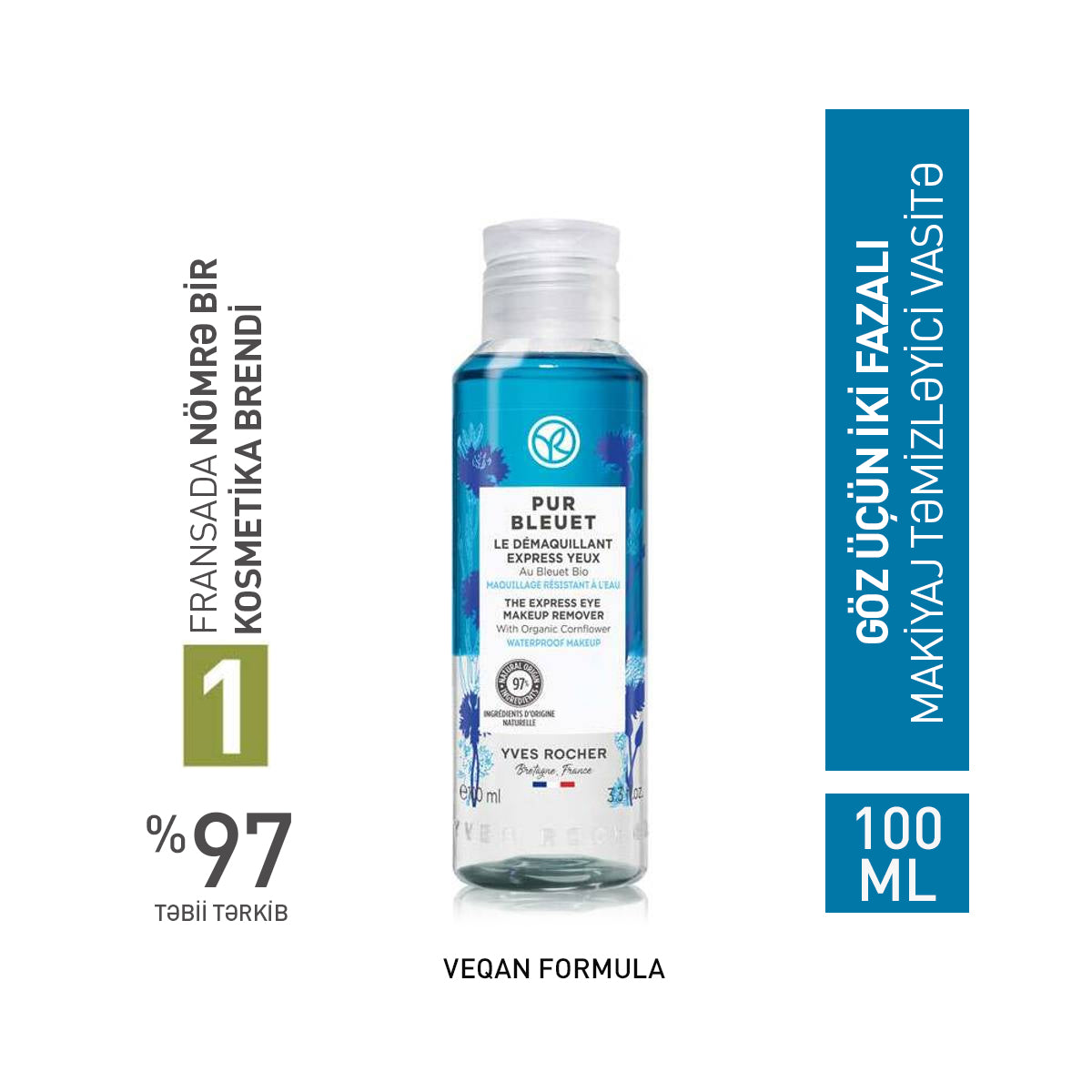 Göz üçün iki fazalı makiyaj təmizləyici vasitə, 100 ml