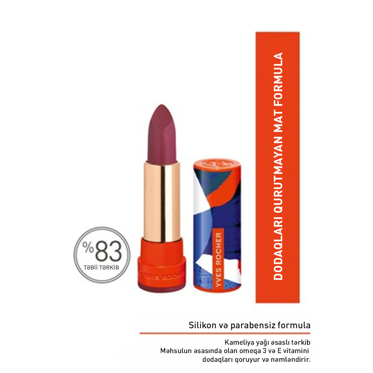 "Rouge Elixir" mat dodaq boyası, Cherry, 3.7 qr