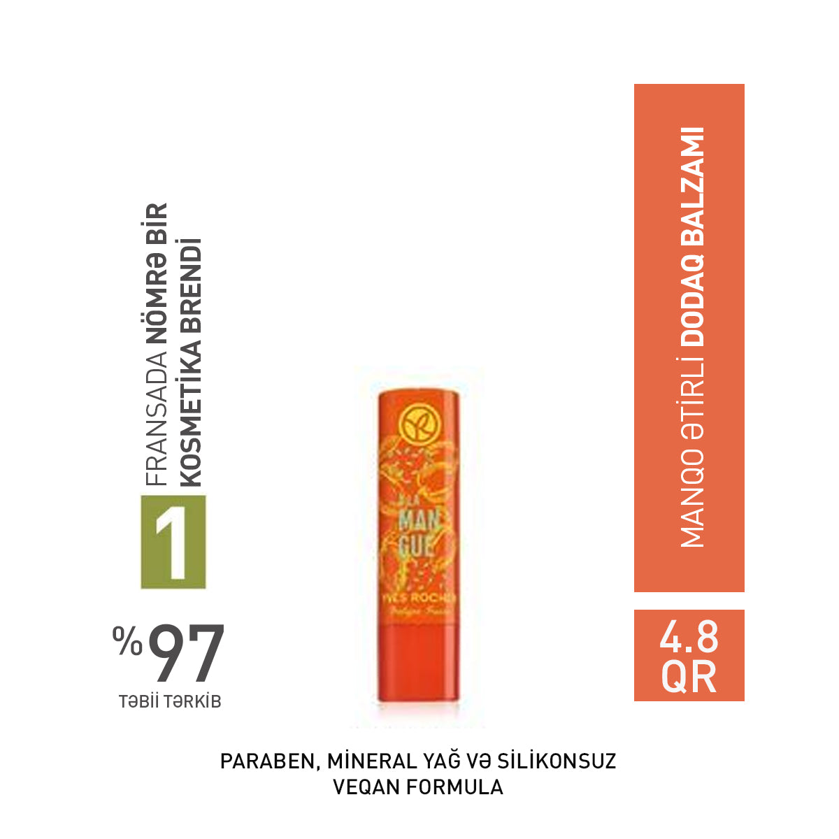 Manqo ətirli dodaq balzamı, 4.8 qr