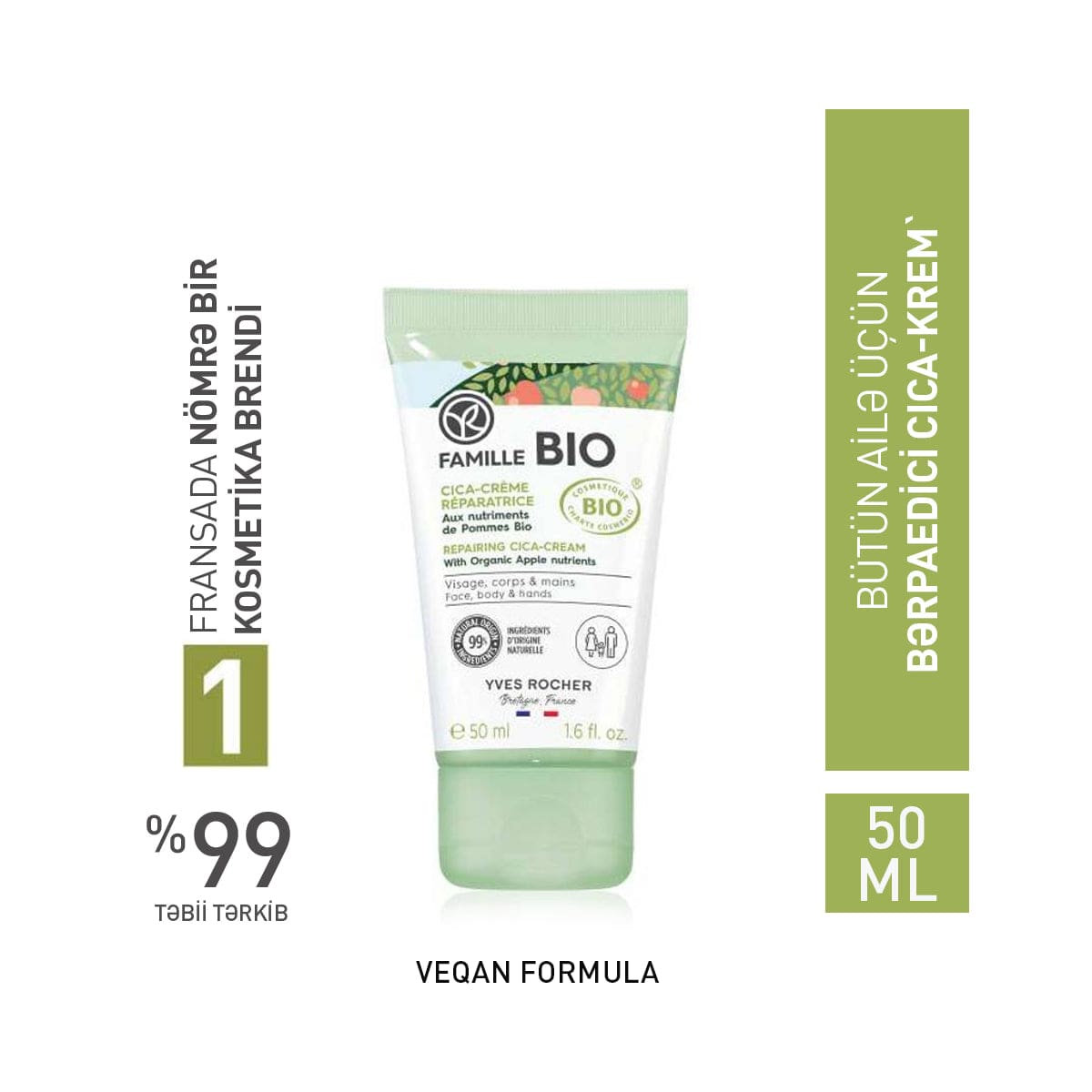 Əl, üz və bədən üçün bərpaedici CICA-krem, 50 ml