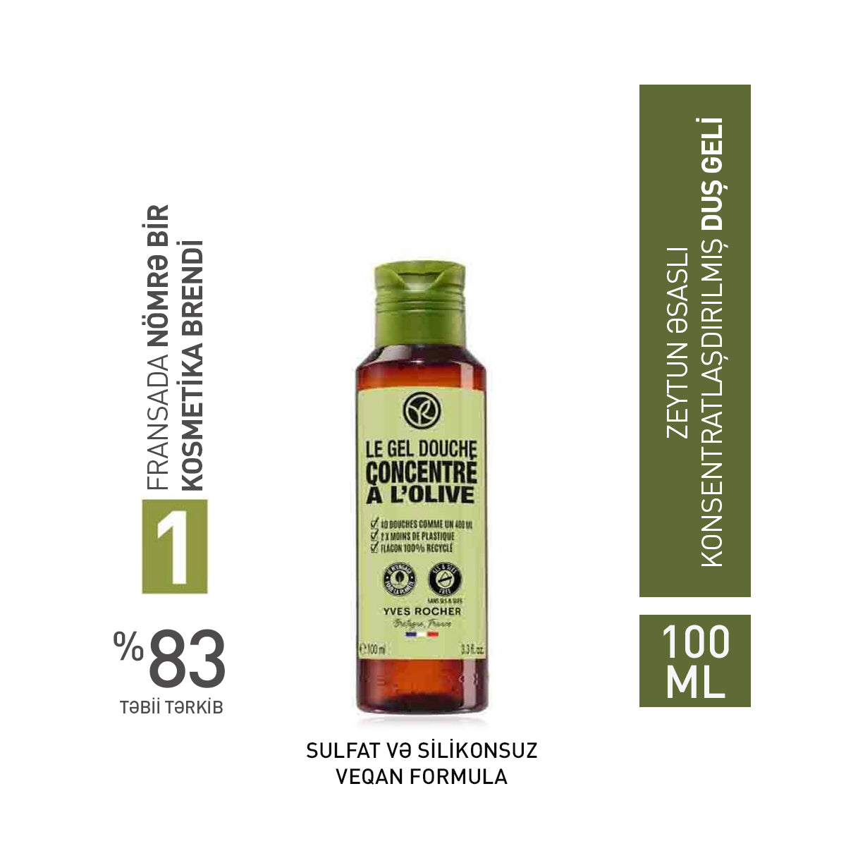 Zeytun əsaslı konsentratlaşdırılmış duş geli, 100 ml