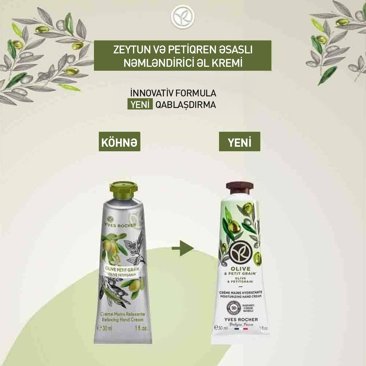 Zeytun əsaslı əl kremi, 30 ml