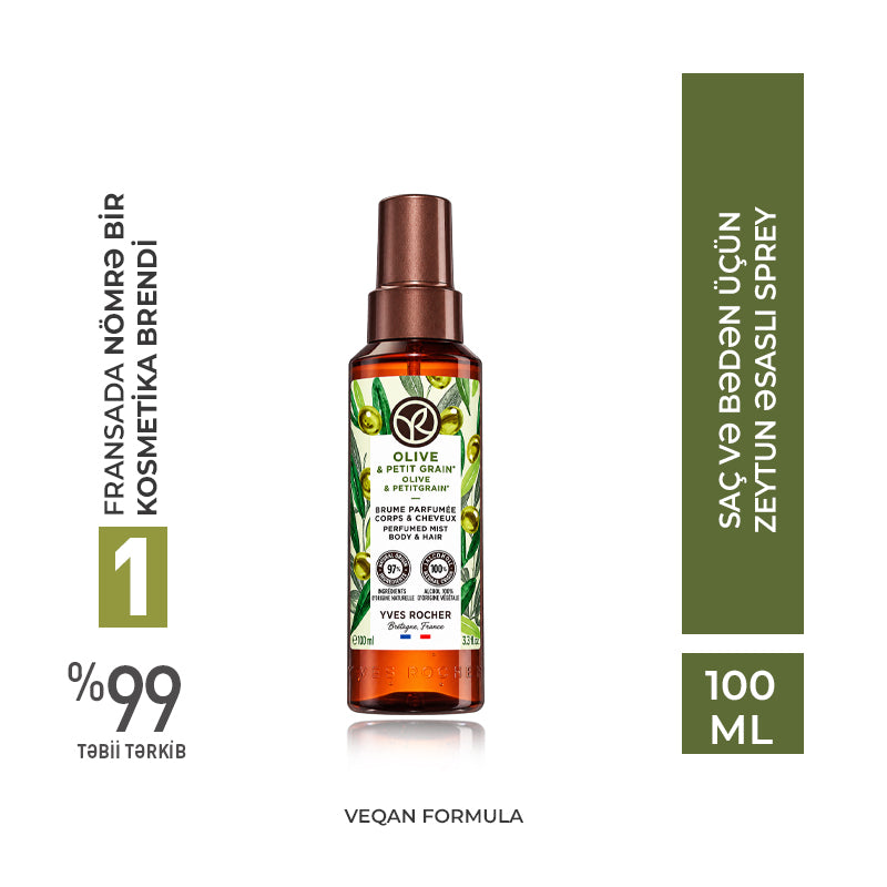 Saç və bədən üçün zeytun əsaslı sprey, 100 ml