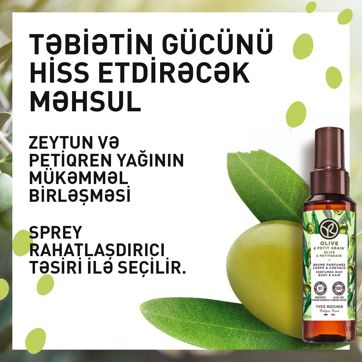 BODY AND HAIR MIST OLIVE 100ML BOTTLE