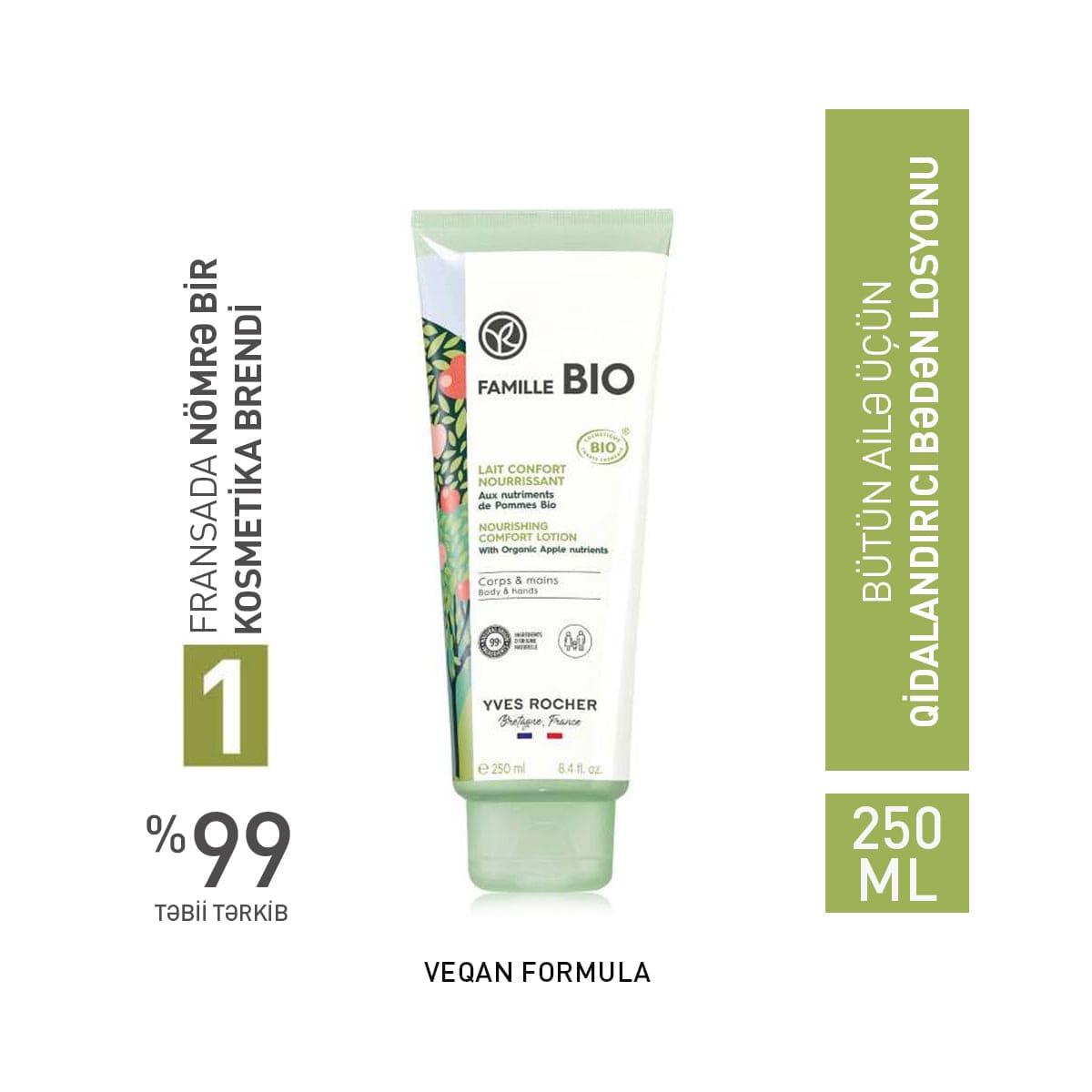 Əl və bədən üçün nəmləndirici süd, 250 ml