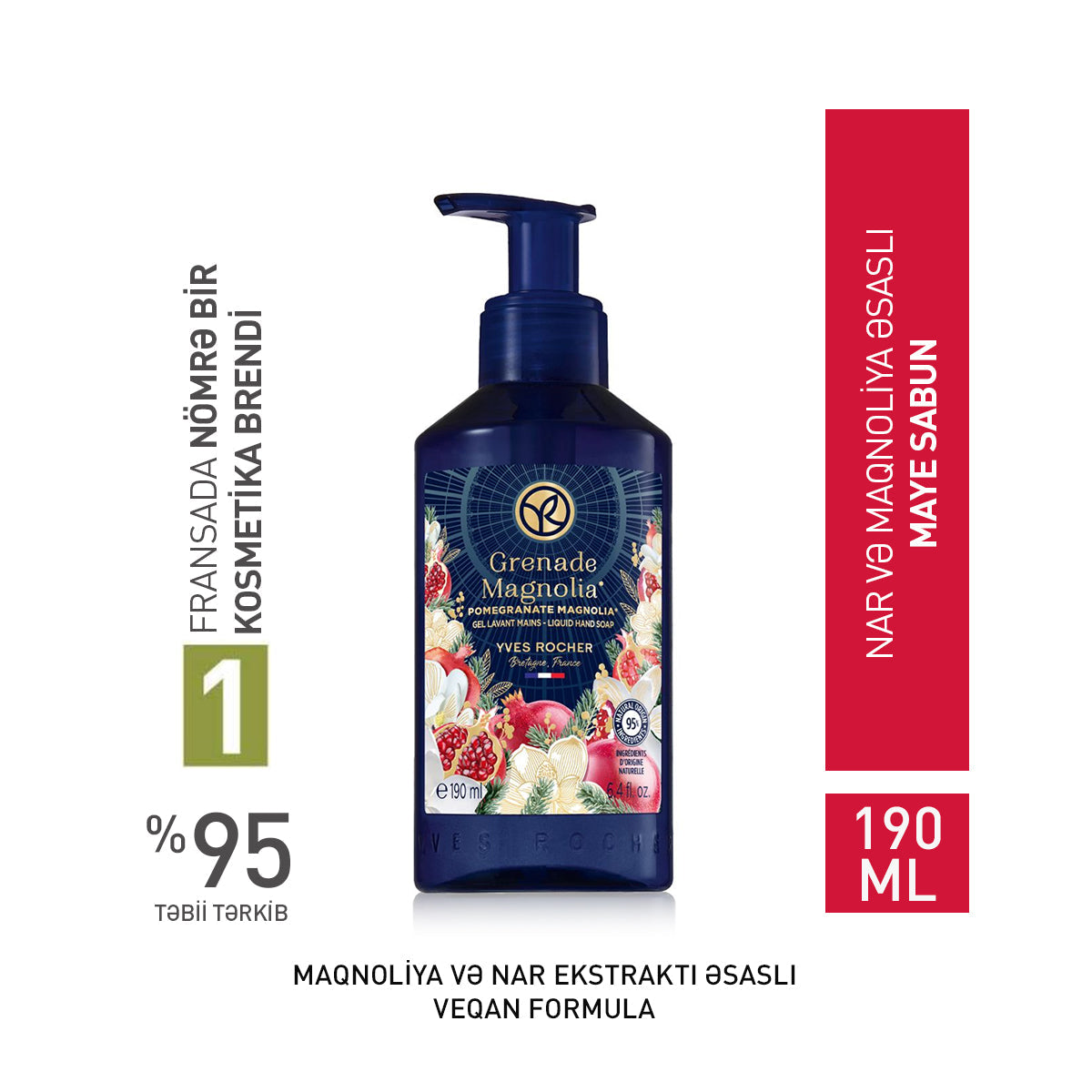 Nar və maqnoliya tərkibli maye əl sabunu, 190 ml