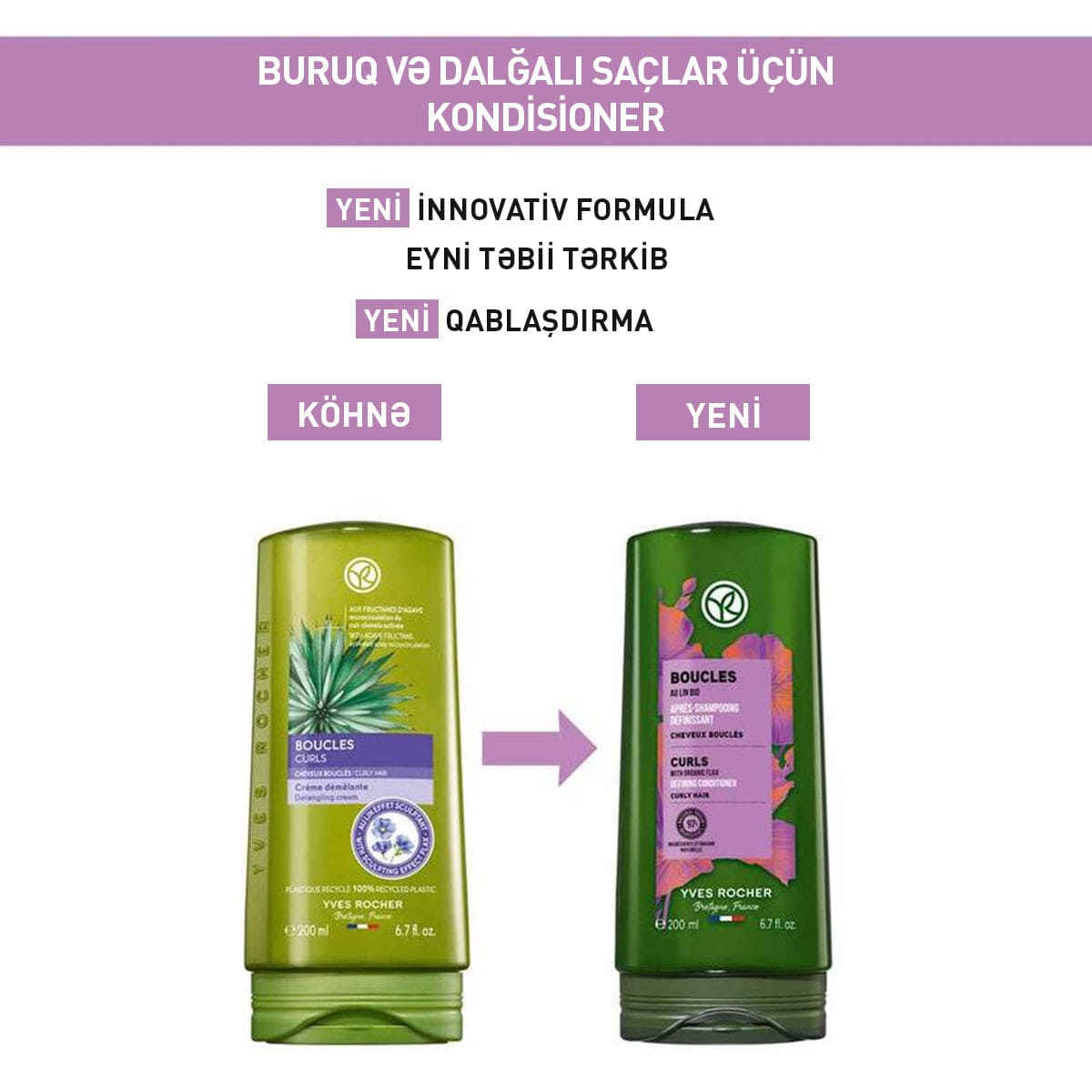 Buruq saçlar üçün kondisioner, 200 ml