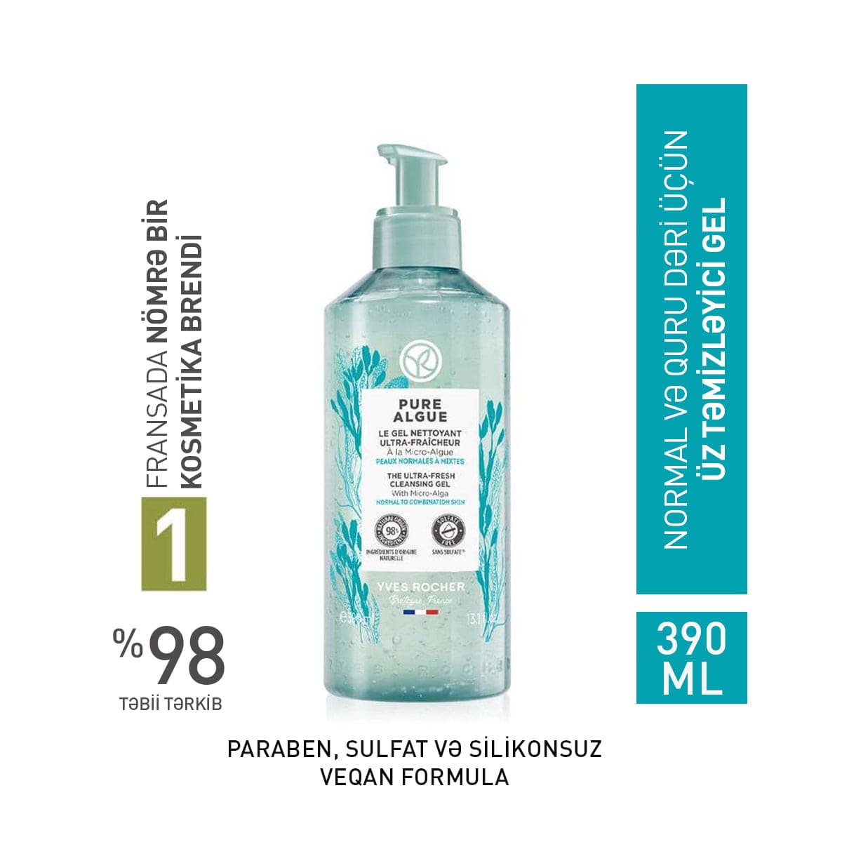 Təravətləndirici üz yuma geli, 390 ml