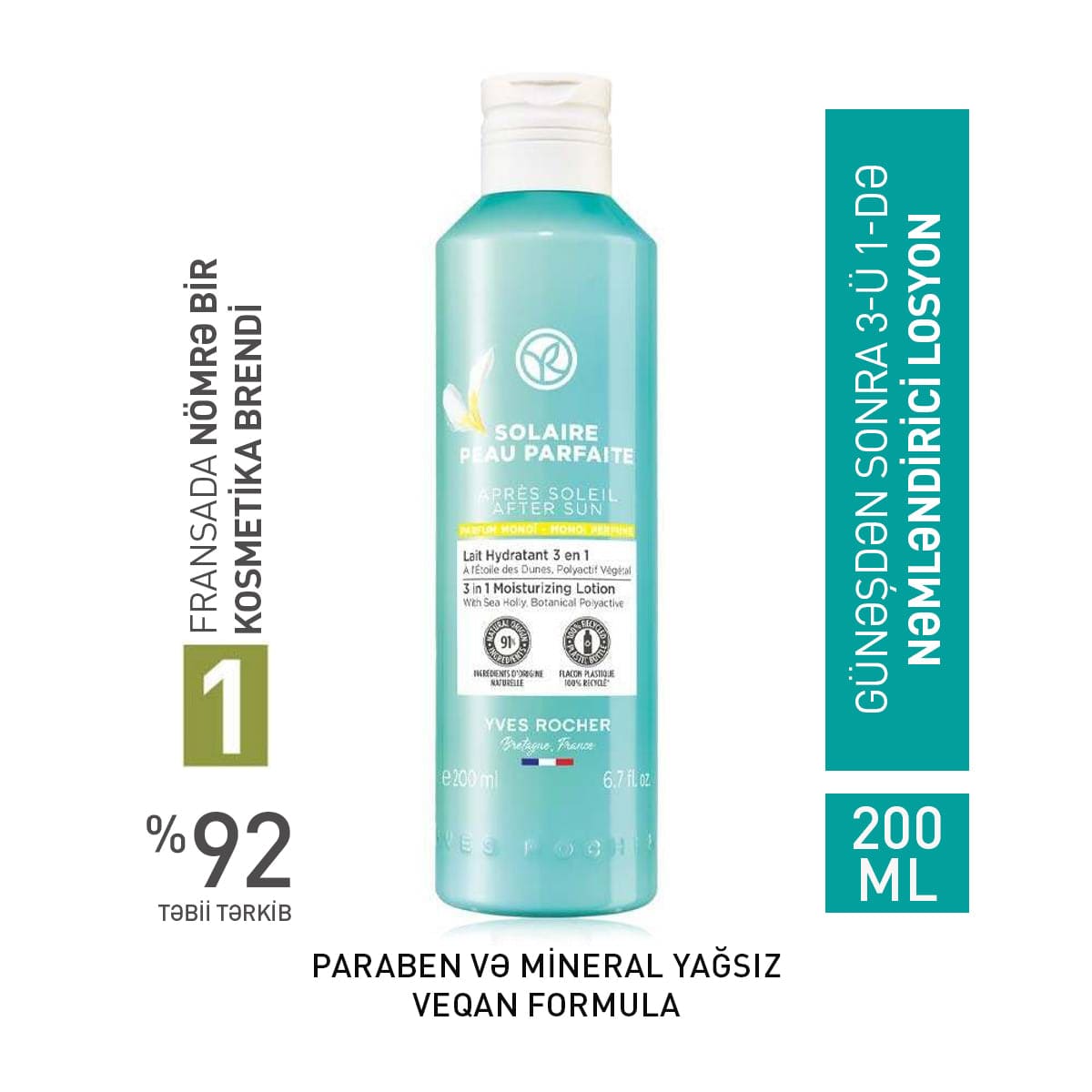 Bədən üçün günəşdən sonra nəmləndirici 3-ü 1-də losyon, 200 ml