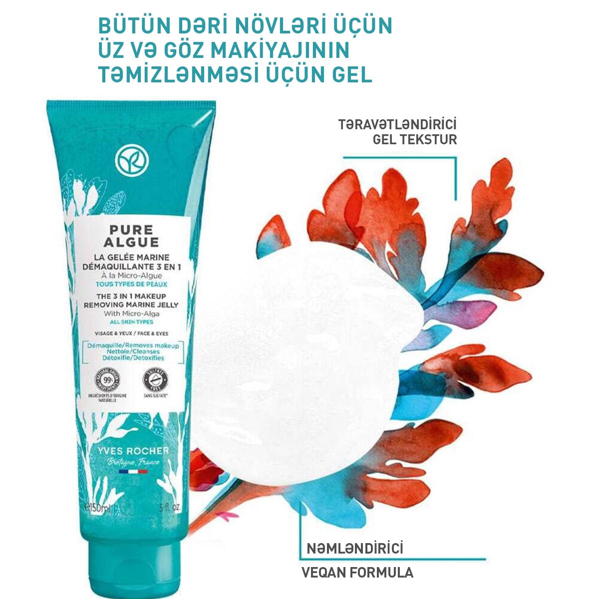 Dəniz yosunu tərkibli makiyaj təmizləyici qel 150 ml