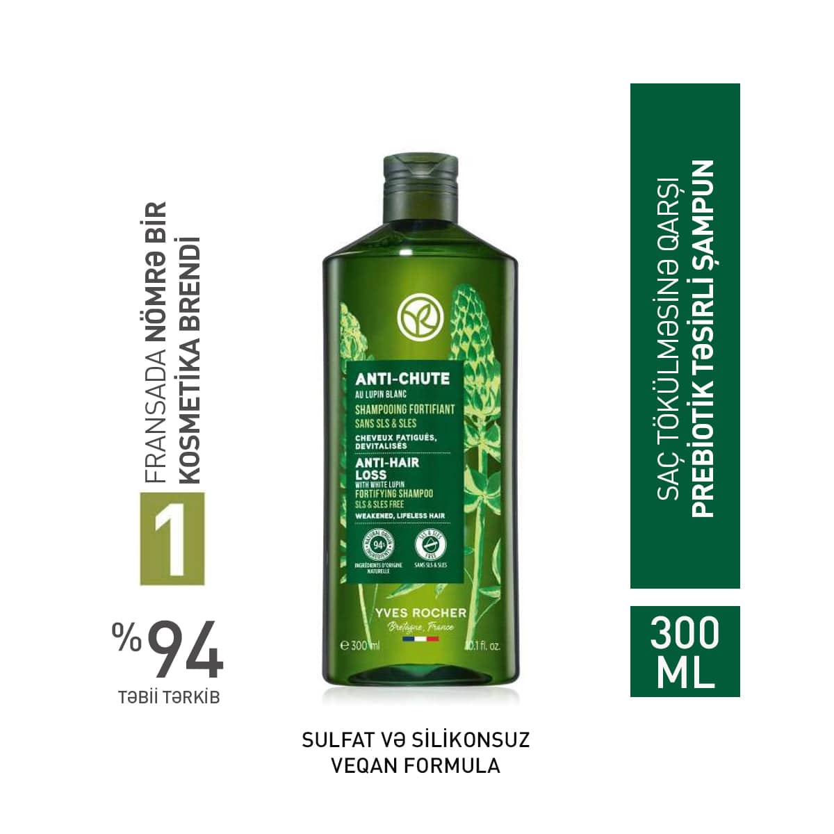 Saç tökülməsinə qarşı şampun, 300 ml