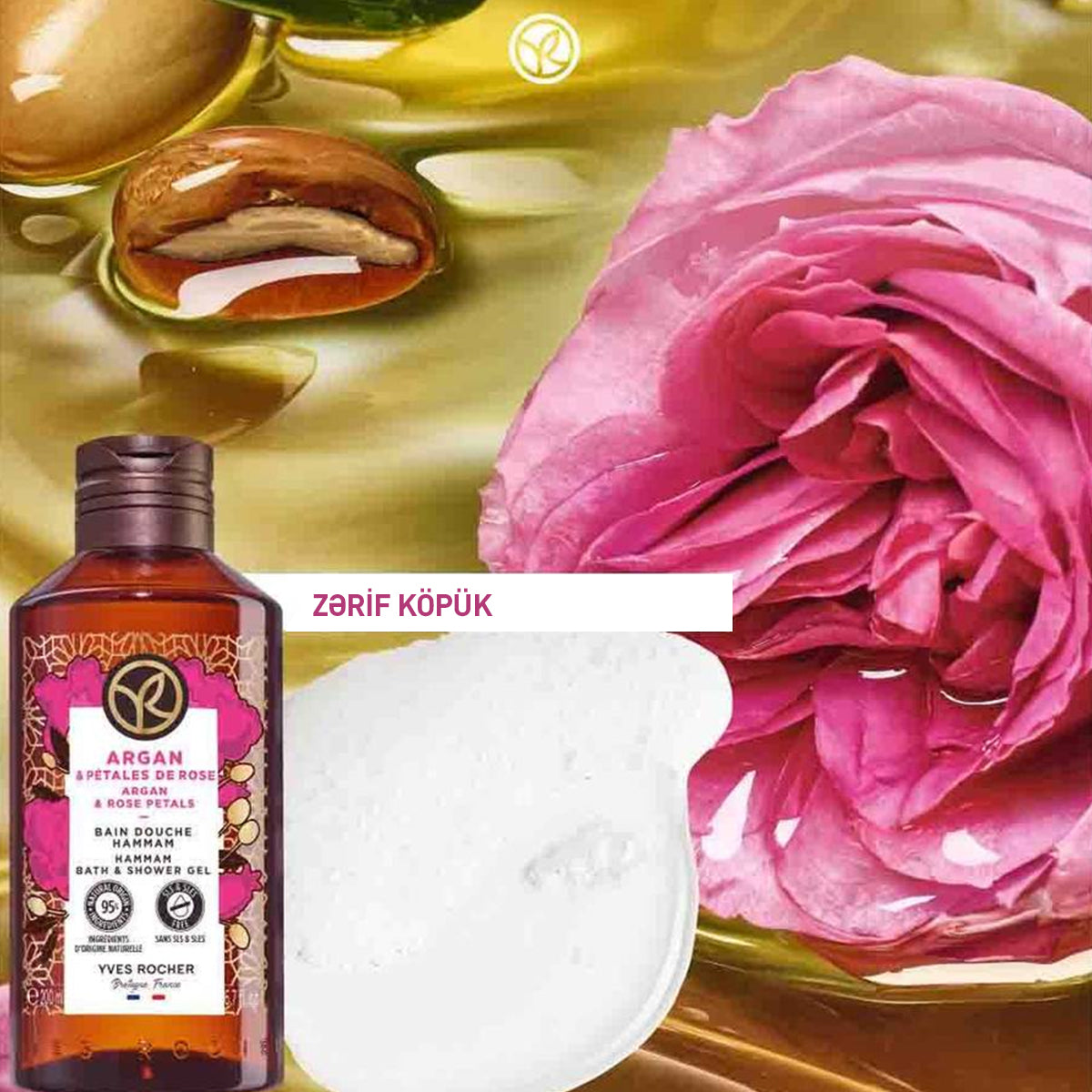 Argan & Rose Petals Bath and Shower Gel, 200 ml