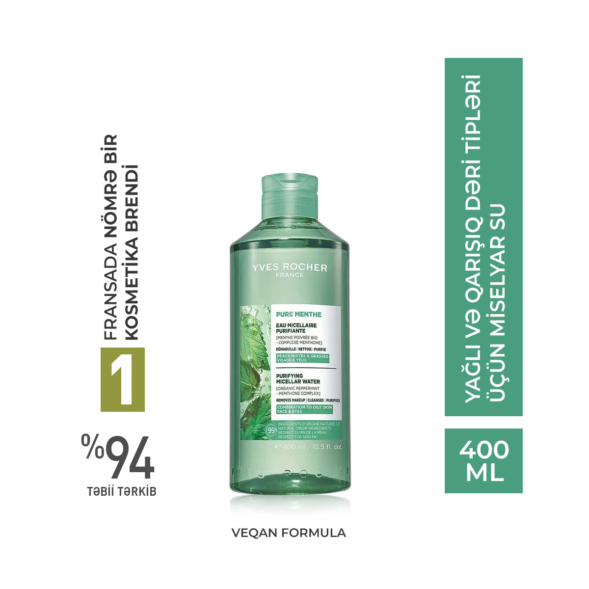 Yağlı Və Qarışıq Dəri Üçün Miselyar Su, 400 ml