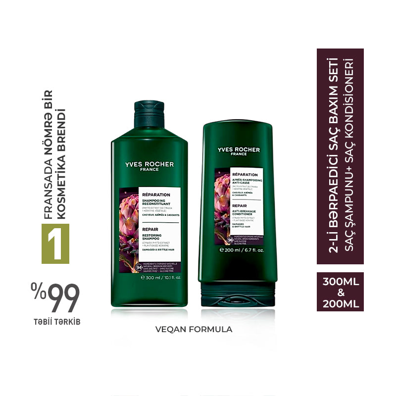 Repair & Rebuilding Hair Care Set – Shampoo 300 ml & Conditioner 200 ml