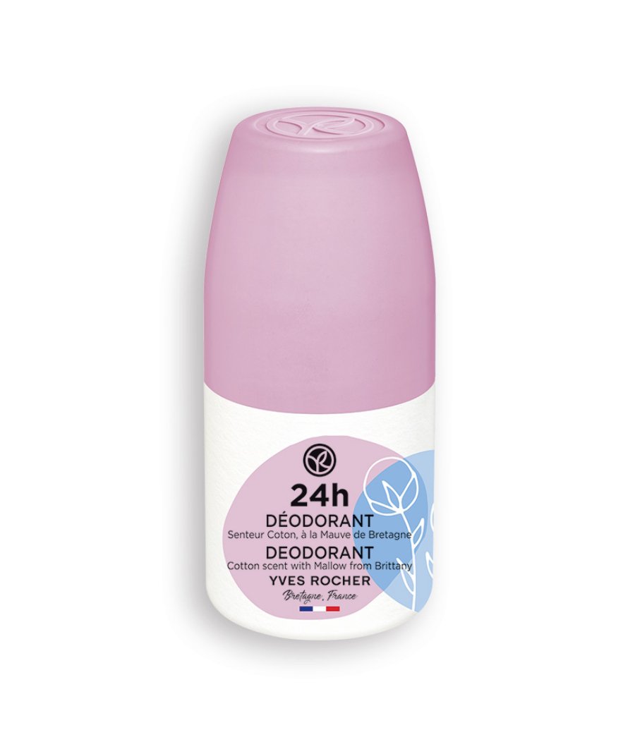 24H DEODORANT COTTON & MALLOW FROM BRITTANY ALL SKIN TYPES ROLL ON 50ML - Yves Rocher Azerbaijan