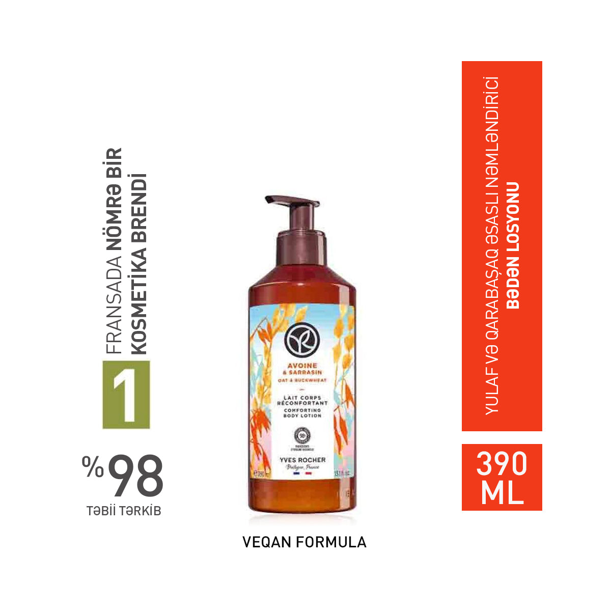 Bədən üçün yulaf və qarabaşaq əsaslı losyon, 390 ml