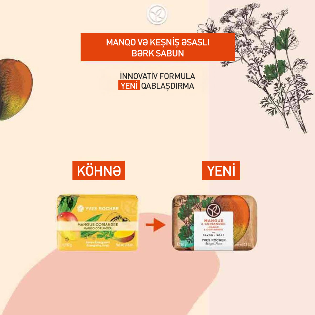 Manqo və keşniş ətirli sabun, 80 qr