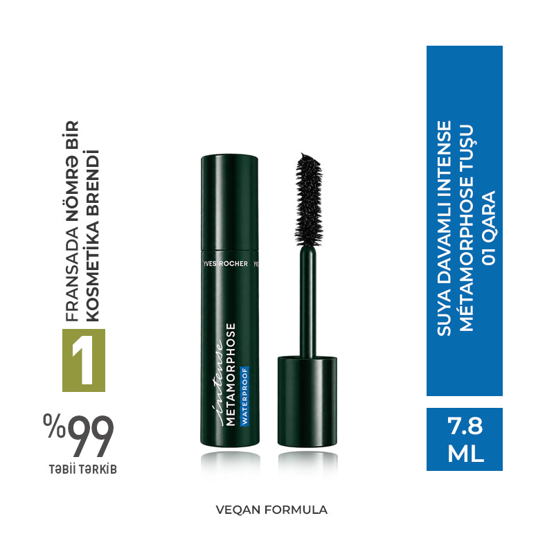 MASCARA INTENSE METAMORPHOSE WATERPROOF 7,8ML 01.NOIR