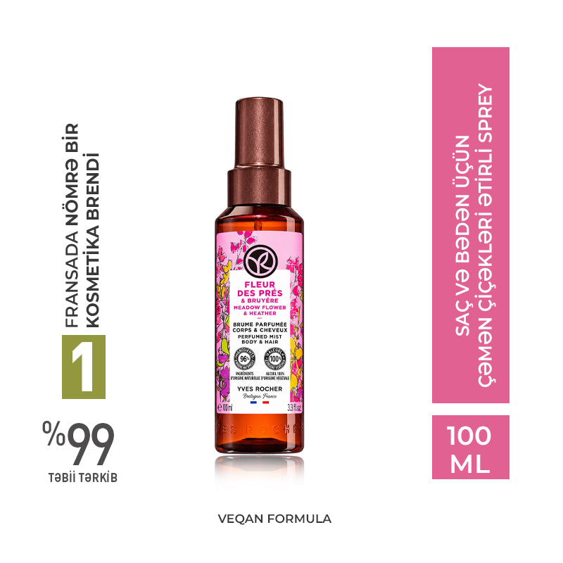 Saç və bədən üçün çəmən çiçəkləri ətirli sprey, 100 ml
