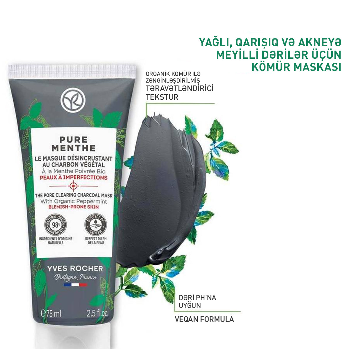 The Pore Cleaning Charcoal Mask Pure Menthe, 75 ml