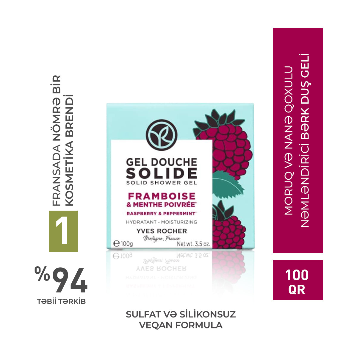 Moisturizing Solid Shower Gel Raspberry & Peppermint