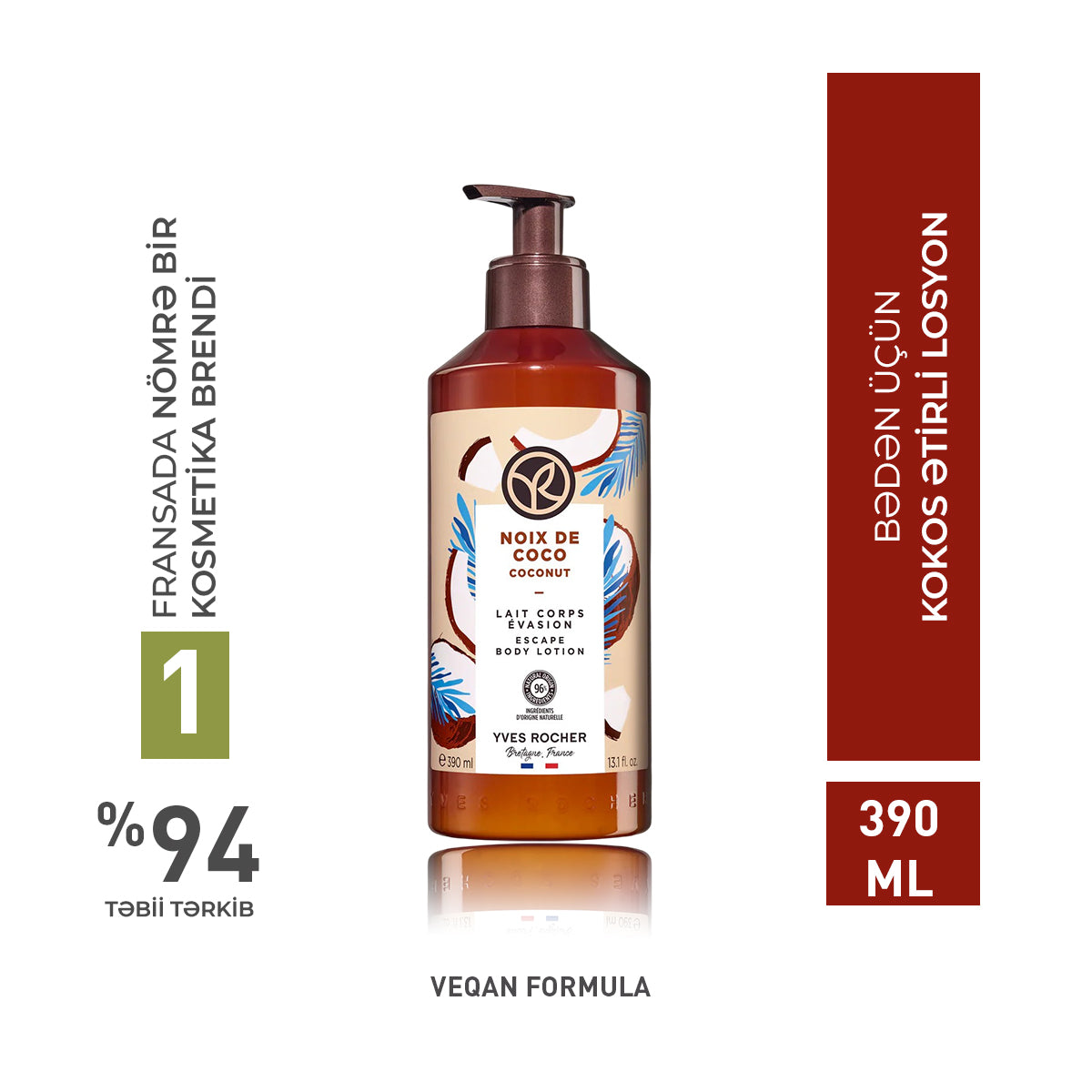 Bədən üçün kokos ətirli losyon, 390 ml
