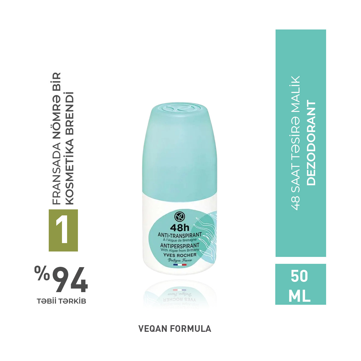 48H ANTIPERSPIRANT ALGAE FROM BRITTANY ALL SKIN TYPES ROLL ON 50ML -