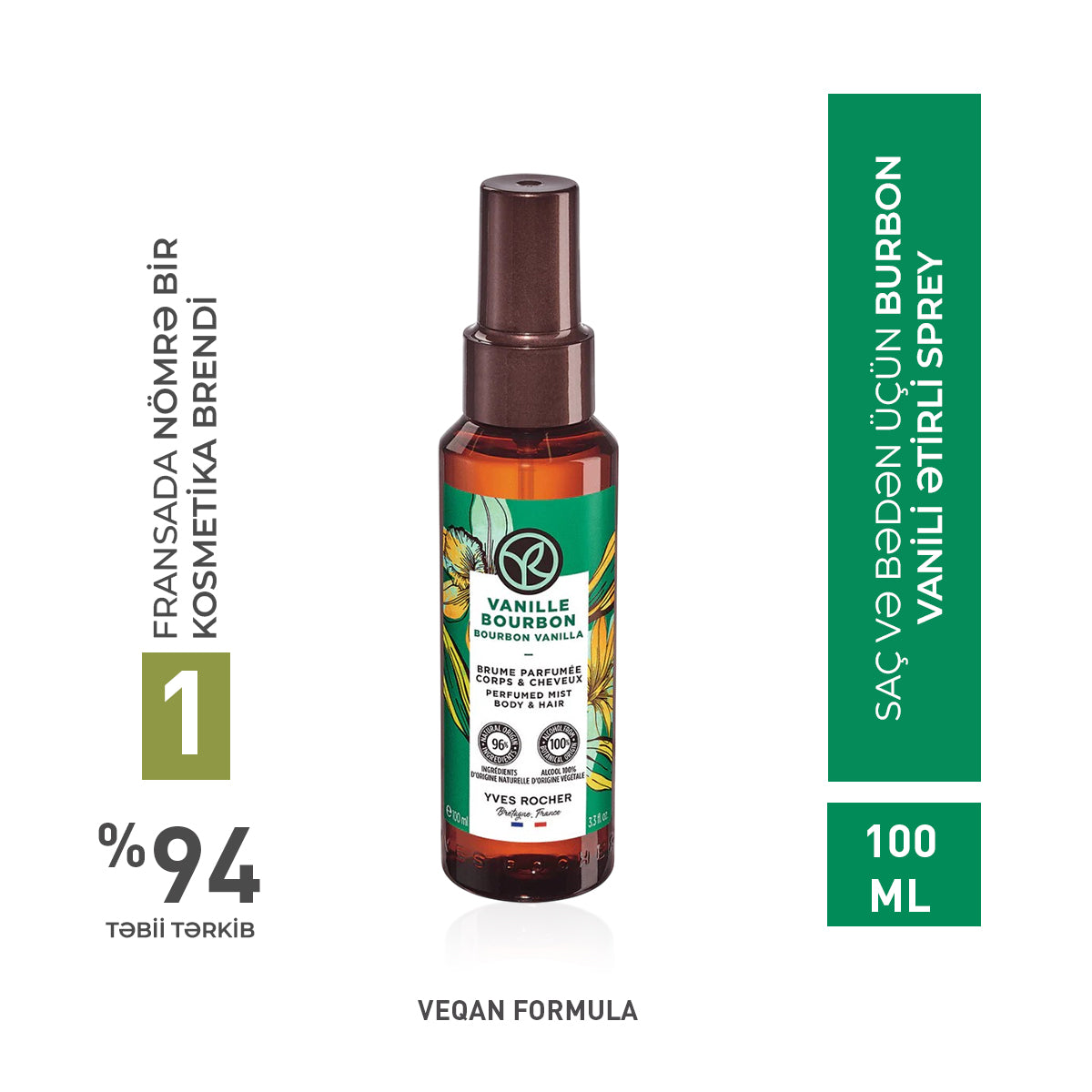 BODY AND HAIR MIST BOURBON VANILLA 100ML BOTTLE -