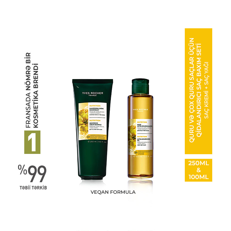 Nourishing Hair Care Set for Dry & Very Dry Hair – Cleansing Cream 250 ml & Hair Oil 100 ml