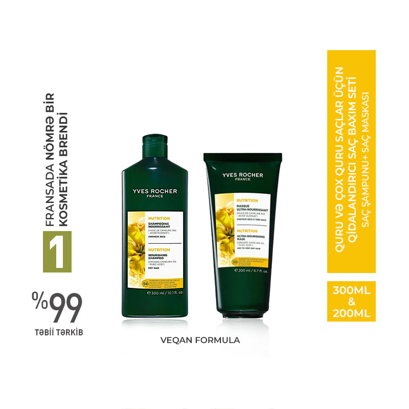 Nourishing Hair Care Set for Dry & Very Dry Hair – Shampoo 300 ml & Mask 200 ml