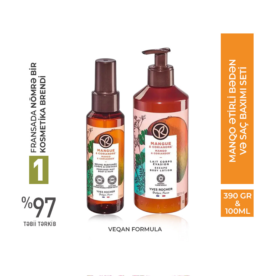 Manqo və Keşniş Əsaslı 2-li Saç və Bədən Baxım Seti