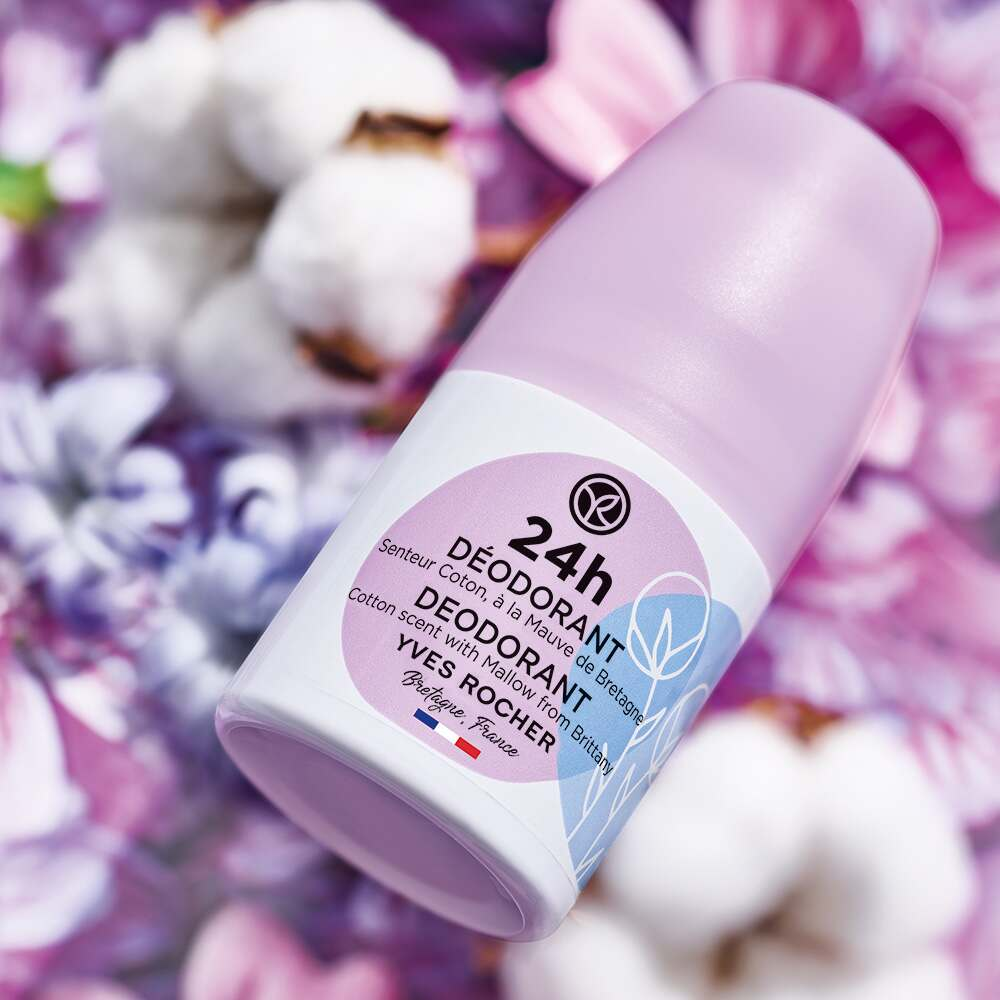 24H DEODORANT COTTON & MALLOW FROM BRITTANY ALL SKIN TYPES ROLL ON 50ML -